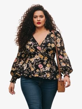Love & Legend Multicolor Floral Crossover Blouse NWT Size 24